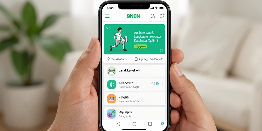 Tampilan antarmuka pengguna aplikasi Lacak Langkah 9N9N.