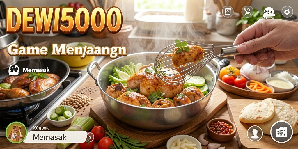 Tampilan antarmuka DEWI5000 yang menarik dengan berbagai alat memasak.