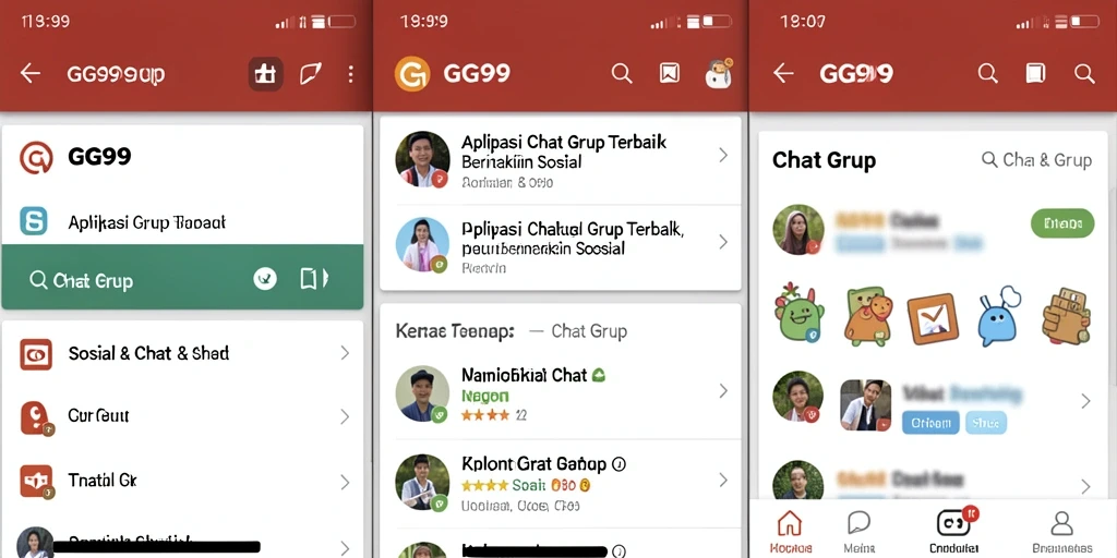 Antarmuka GG99 menampilkan chat grup yang interaktif dan mudah digunakan.